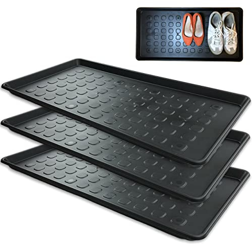 3 STK. | XXL Schuhabtropfschale 76x38x3 cm | Schuhmatte AblageSchuhablage mit erhöhtem Set Abtropfschale große Schuhunterlage Napfunterlage
