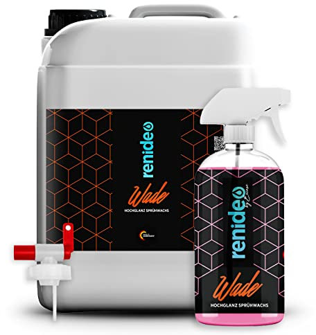 renideo Auto Hochglanz Sprühwachs - Wade - Vorteils-Set Premium Schnellversiegelung für Auto-Lack, Langzeitwirkung, Wachsspray, Made in Germany, 10L