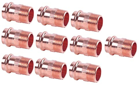 (10 Pack) EZ-FLUID Plumbing 3/4 MIP x Press LF Copper Propress Male Adapter Pressure Copper Fitting ProPress Male NPT x Press Connection for Residential,Commercial