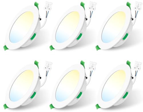 ALUSSO 6 Stück Einbaustrahler Led,5W 350 Lumen Led Einbaustrahler 230V Dimmbar,Deckenspots 3CCT 3000K 4000K 6500K Einstellbar Einbauleuchten,IP44 Deckenstrahler für Badezimmer,Küche,Weiß