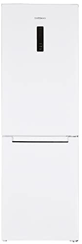 Statesman TNF1860WE Freestanding Fridge Freezer, LED Door Display, 3 Glass Shelves, 3 Clear Drawers, Reversible Doors, 199L Fridge, 97L Freezer, 60 cm Wide, White