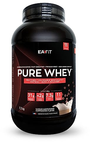 Whey Proteine EAFIT Cafe - 31g De Proteine - BCAA Musculation - 2,2 kg | Whey Proteine Gout Cafe, 31g De Proteine Par Dose Pour La Musculation - BCAA, Shaker Et Pre-Workout, Marque Francaise