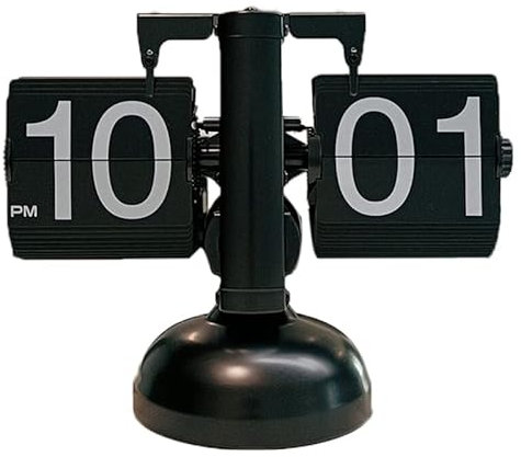 plplaaoo Flip Clock, Retro Digital Flip Down Clock, Retro Vintage Design Auto Flip Clock Desk Clock, Mute Accurate Mechanical Tabletop Flip Clock for Home Office School Hotel Café(Schwarz)