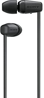 Sony WI-C100 Wireless In-ear Headphones - Up to 25 hours of battery life - Water resistant -Built-in mic for phone calls - Voice Assistant compatible Black (Renewed)