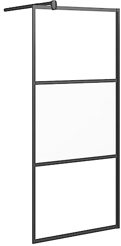 vidaXL Mampara de Ducha Baño Cuarto Accesorios Corredor Tocador Entrada Aseo Armario Decoración Bañera Vidrio ESG Semiesmerilado Negro