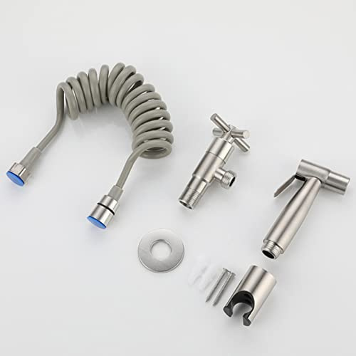 WPHH Doccetta Bidet a Mano Per WC, Rubinetto Bidet in Acciaio Inossidabile, Spruzzatore Per Bidet Da Bagno, Set Doccia Bidet Con Accessori Completi Di Qualità Superiore, Acqua Fredda