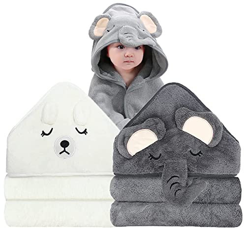 ROXANEPIG 2Pack Baby Handtücher Kapuze, 80X80 cm Babybadetücher, Kapuzenhandtücher Baby, Babyhandtüch Bambus, Kapuzenbadetüch, Kinderhandtüch, Badehandtüch Handtücher für Babys, Neugeborene