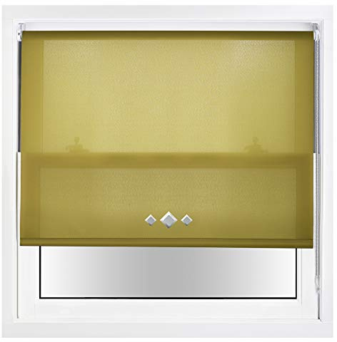 FURNISHED Persianas enrollables Daylight con Ojales de Triple Diamante y herrajes metálicos, recortables - Verde, 75W x 165H cm
