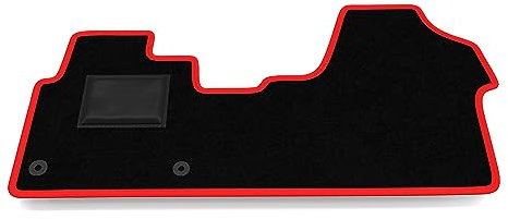 Fußmatten kompatibel mit Citroen Jumpy 2016-2025 Roter Rand, maßgeschneiderte Automatten Set, Velours Fußmatten Set Autoteppich