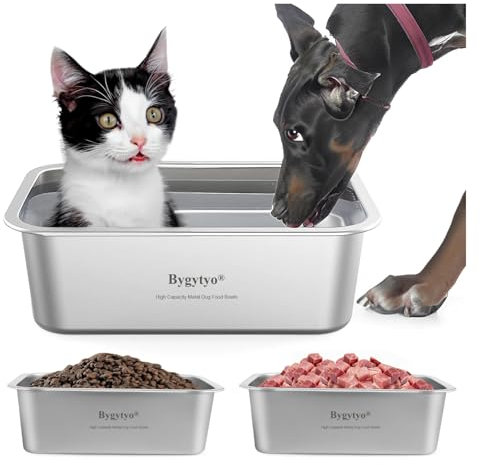 2 Pcs Extra Large Dog Water Bowl,Stainless Steel for Medium Large Sized Water/Food Bowl Indoor Outdoor,Easy to Clean Dishwasher Safe - 3 Gallons,14 X 11 X 6 in