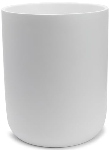 YEW DESIGN Matte White Round Compact Trash Can Mini, 2 Gallons / 7.5L Garbage Bin, Tiny Wastebasket for Bathrooms, Office, Under Desk, Bedroom, Laundry Room, Kitchen, Kids Room, and Dorm