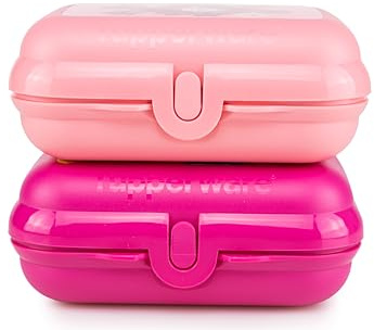 Tupperware Eco+ Kleiner-Twin pink Trolls + Kleiner-Twin rosa Blumen Brotdosen Lunchbox To Go Snackbox