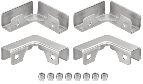sourcing map Glasbefestigungsclip, 4 Stück für 10-12mm 304 Edelstahl L-förmiger Glasverbinder Kombinationshalterung Verstärkte Klammer für Glasvitrine, Aquarium