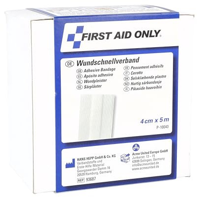 First Aid Only Rouleau de pansements 5 mètres x 4 cm | Pansements en rouleau dans une boîte distributrice pratique | Pansements découpables en lot économique | Doux pour la peau et sensibles | P-10040