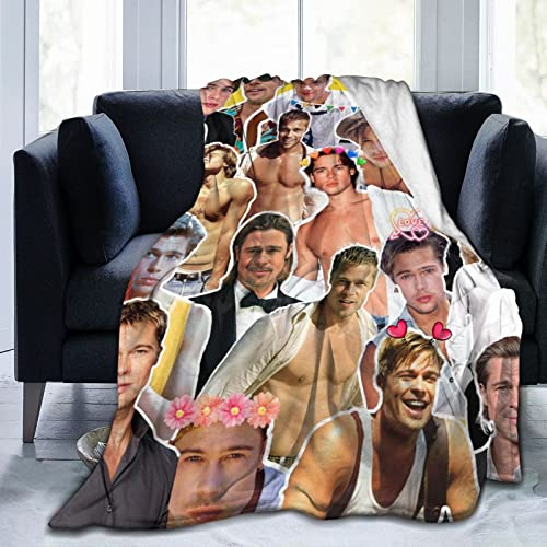 Ldsgdfst Brad Pitt Decke, weiche und bequeme Woll-Fleece-Überwurfdecke für Sofa, Büro, Auto, Camping, Yoga, Reisen, Heimdekoration, gemütliche Plüsch-Stranddecke, Geschenk, 152,4 x 127 cm