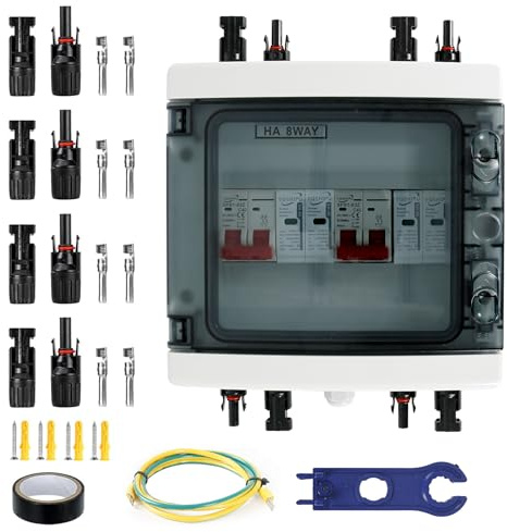 PV DC Trennschalter 2 String 1000V 40A, Photovoltaik Anschlusskasten | Solar Schutzbox mit Überspannungsschutz und IP65 Gehäuse, ideal für PV Anlagen, DC Systeme und sichere Außeninstallation