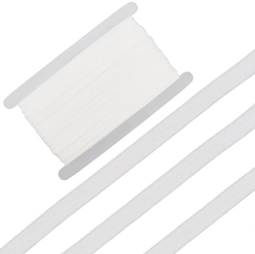 GORGECRAFT 20yd*10mm Cinta de Agarre de Silicona Banda Elástica Plana Antideslizante Carrete de Cinta Elástica con Correa de Costura de Goma de 3.5 mm Cinturón para Manualidades Ropa Interior Blanco