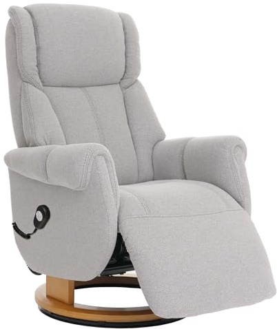 MCA Relaxsessel + Aufstehhilfe HWC-N58 Bouclé - grau, Holz Natur | Fernsehsessel, Sessel, Fußstütze, Stoff
