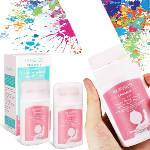 Wandfarbe weiß 200ml, 2 Stück Wandreparatur rollbürste mit wandreparaturpaste, Wandfarbe ausbessern weiß Ausbesserungsfarbe für Innen zum Ausbessern für Reparieren Sie Graffiti, Kratzer, Flecken