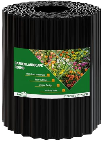 SnugNiture Corrugated Metal Garden Edging,10×20'Sturdy Lawn Edging Border,Landscape Edging Border for Lawn, Flower Bed,Garden and Yard(Black)