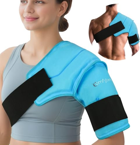 Comfytemp Poche de Glace pour l'Épaule, 3D Sac de Glace Réutilisable, Thérapie par le Chaud et le Froid pour le Soulagement de la Douleur de l'Épaule, Tendinite, Fit l'Épaule Gauche et Droite（S/M)