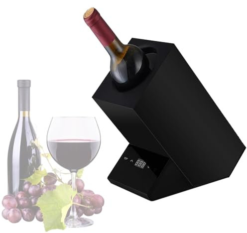 HYWQWJUK Enfriador de Vino eléctrico, Enfriador de Vino portátil para una Sola Botella de 41 °F a 64 °F para Vino Tinto, Blanco, champán, espumoso, Enfriador de Vino sin Hielo(Black)