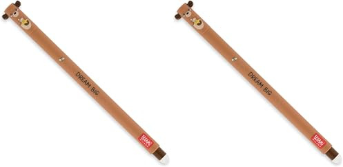 LEGAMI, radierbarer Gelschreiber, Kugel am Ende zum Entfernen der Tinte ohne das Blatt abzunutzen, schwarze Tinte, temperaturempfindlich, 0,7-mm-Minendurchmesser, Panda-Motiv (Packung mit 2)