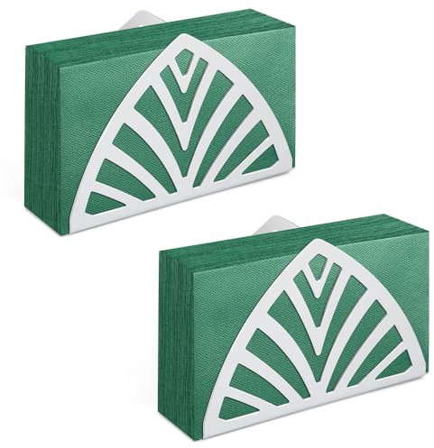 DIYJEP 2 Pcs Silver Napkin Holder Stand, Cocktail Napkins Serviette Holder, Triangular Metal Napkin Holders for Tables, Napkin Organizer Stand for Dining Hotel Dining Table Kitchen Countertops