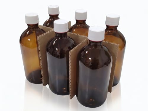 KINEPHARMA Braunglasflasche 500 ml Packung mit 6 Stück mit Schraubverschluss | Hermetische Apothekerflasche für Labor, Flüssigkeiten, ätherische Öle