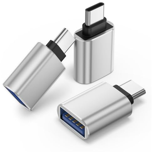 USB C to USB Adapter(3 Pack),USB-C Male to USB3.0 Female Adapter Compatible with MacBook Pro after 2016, MacBook Air after 2018,Mac Mini,Dell XPS and More Type C or Thunderbolt (3, Siliver)