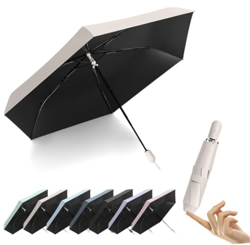 Mini Leichter Automatik Auf/Zu Reise Faltender Regenschirm mit Teflon-Beschichtung & UV-Schutz 50+ – für Herren, Damen & Kinder, 6 Rippen, Kompakt für Rucksack/Tasche (Sonnenschutz & Regen)