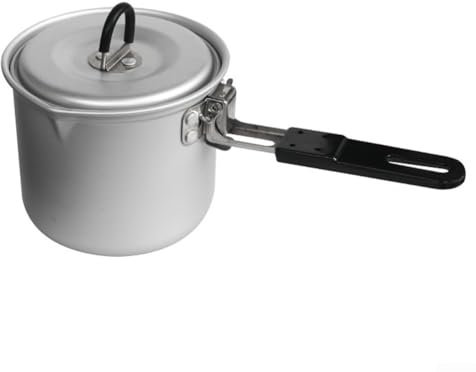 Pot à lait en alliage d'aluminium pour camping, cuisine de camping, 770 ml, pot de pique-nique portable avec poignée pliable