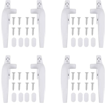 XIONGXIAOZHI 8Pcs Lock Window Handle Installation Kit: 4 Left/Right Hand Aluminum Alloy Window Handle - Suitable for UPVC Windows, Bedroom Windows, Kitchen Windows and Sliding Doors - White