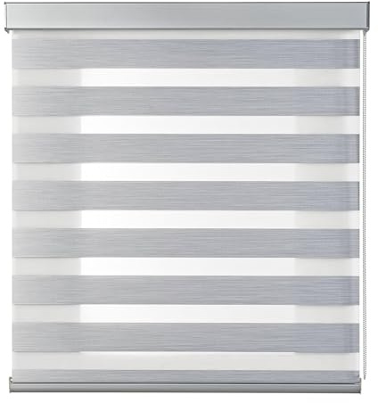 PARAMAISON Tenda a Rullo con Cassonetto per Interni Giorno e Notte, Struttura in Alluminio, Catenella, Tenda Doppia Posizione e Luminosità Variabile | 80x300 Grigio/Acciaio