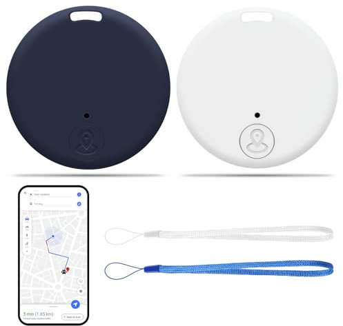 2 Pezzi Localizzatore Bluetooth 5.2 per Chiavi, Borse, Portafogli, Animali, Valigie | Tracker GPS Smart Compatibile con iOS e Android, Allarme Sonoro, Ricerca Bidirezionale, Batteria Rimovibile