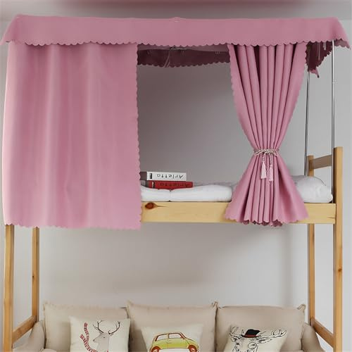 FANSU Volltonfarbe Etagenbett Vorhang, Bettvorhang Hochbett Etagenbett Blackout Staubdicht Privatsphäre Bett Vorhang Vorhänge Moskitonetz für Schlafzimmer Kinderzimmer (Rosa,2x1.2m-2pc)
