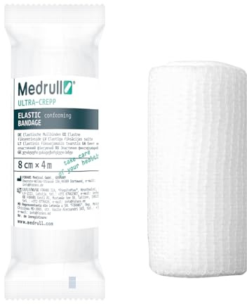 Medrull Set di bende elastiche di garza ultra crep, 8 cm x 4 m, per bendaggi di fissaggio grandi, 10 rotoli