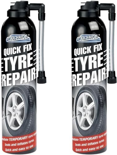 Quick Fix Tyre Repair 300ml – Pack of 2 | Emergency Puncture Sealant for Cars, Bikes & Motorcycles | Fast-Inflating, Temporary Tyre Fix | No Tools or Jack Required