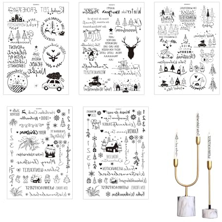 5 Stück Kerzentattoos Weihnachten,Rub On Sticker Weihnachten,Kerzen Tattoo Advent Zahlen,Folie Kerzen Aufkleber Sticker,Kerzenaufkleber,Kerzentatoos,Frohe Kerzentatoo,Rub Ons Sprüche für Christmas
