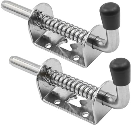 ACOLY 2 Pcs 304 Stainless Steel Silver Spring Latch Pin – 128mm for Barn, Garage, Shed, Cabinet & Trailer