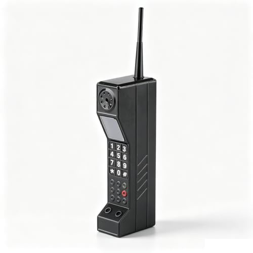 Retro Brick Cell Phone Ornament, Vintage Cellular Phone Model 90s Cellphone Prop for Photography Movie Scene Home Desktop Decoration (Black)