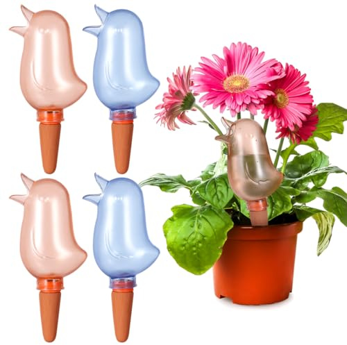 Automatic Irrigation, 4 Pcs Bird-Shaped Self-Watering Spikes, Automatic Watering Devices, Planter Drippers, Water Stakes for Indoor Outdoor Potted Plants