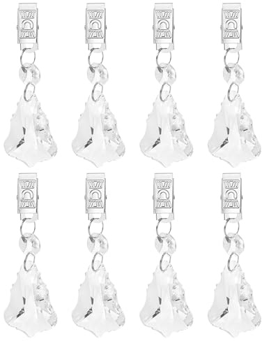 QUARKZMAN 8Stk Tischdeckenbeschwerer Kristall Tischdeckenhalter Mit Metallclips Klare Baumförmige Anhänger Vorhanggewichte 100 X 34mm Für Outdoor Picknick Gartentischdekoration