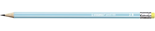 Bleistift mit Radiergummi - STABILO pencil 160 in blau - Einzelstift - Härtegrad 2B