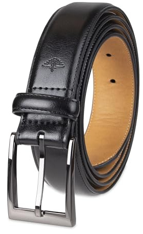 Dockers Men's Leather Dress Belt, Deep black, 34