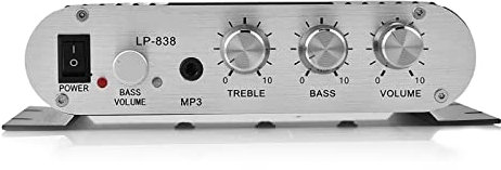 Amplificatore Stereo Digitale, Hi-Fi 2.1 Stereo Bass in Lega di Alluminio Solido Custodia Amplificatore per Auto di casa(Nero)