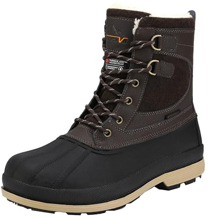 NORTIV 8 Botas de Hombre Trekking de Nieve Invierno Zapatos de Senderismo con Cordones Impermeables Acolchados Pesados OSCURO/MARRÓN/NEGRO AVENUE Talla 39.5EU/7US