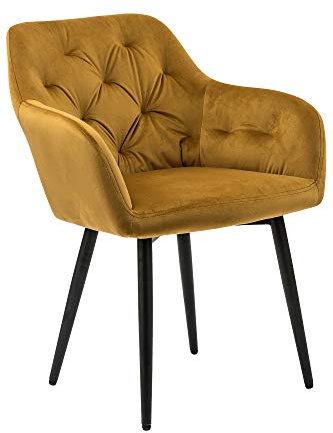 SalesFever Polsterstuhl in Samt-Optik mit Knopfheftung, Gelb, 61 x 45 x 85 cm