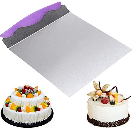Cake Pizza Transfer Tray, BETOY Stainless Steel Baking Cake Transfer Shovel Cake Lifter Shovel with Non-Slip Handle for Baking Homemade Pizza, Bread, Cake, Pie(Purple)