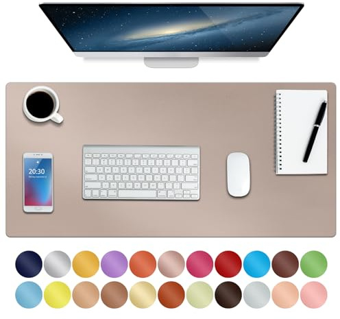 Leder-Schreibtischunterlage,wasserdichte Schreibtischunterlage für Schreibtisch, Schreibtischunterlage für Tastatur und Maus, Leder-Mauspad-Schutz für Büro und Zuhause, 76 * 36.5cm(M Champagne)